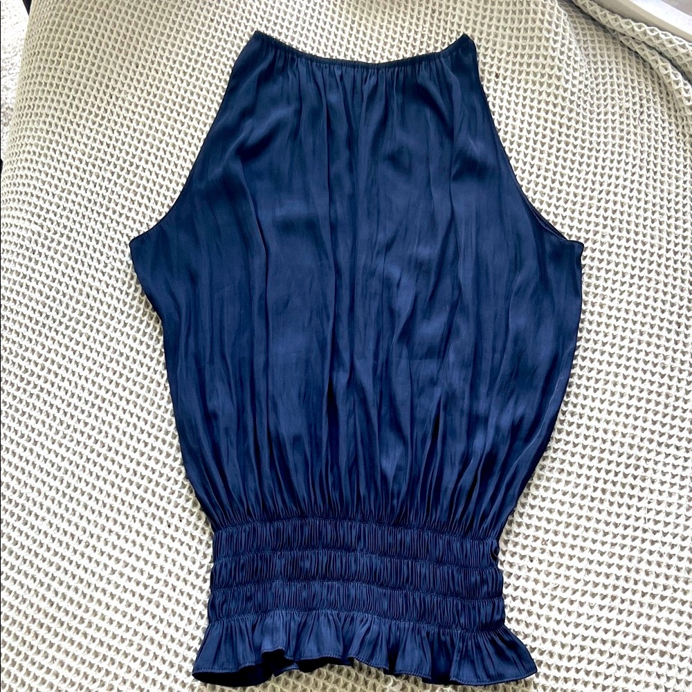 Ramy Brook Navy Gathered Tank Top